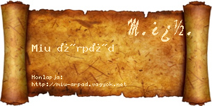 Miu Árpád névjegykártya